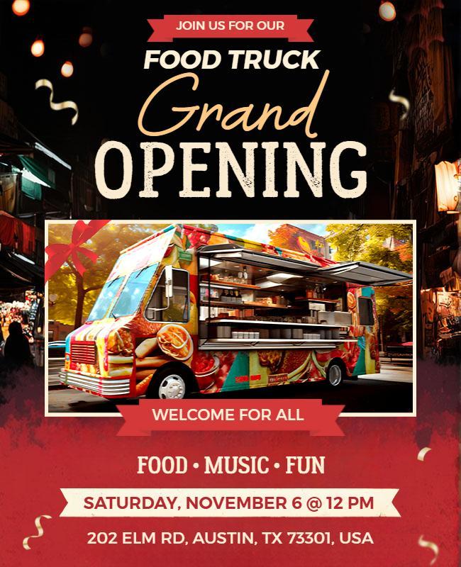 Food Truck Grand Opening Event Flyer Template