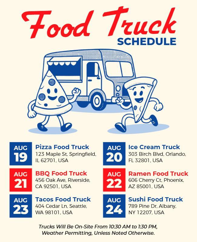 Food Truck Schedule Event Flyer Template