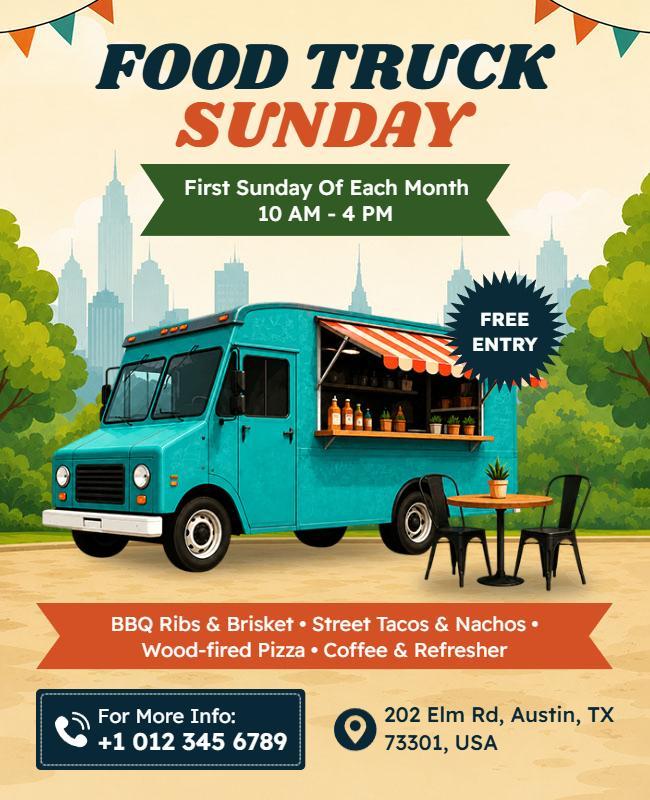 Food Truck Sunday Event Flyer Template