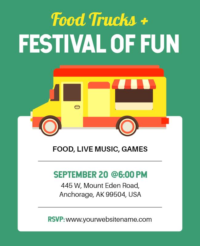 Food Trucks and Festival Fun Event Flyer Template