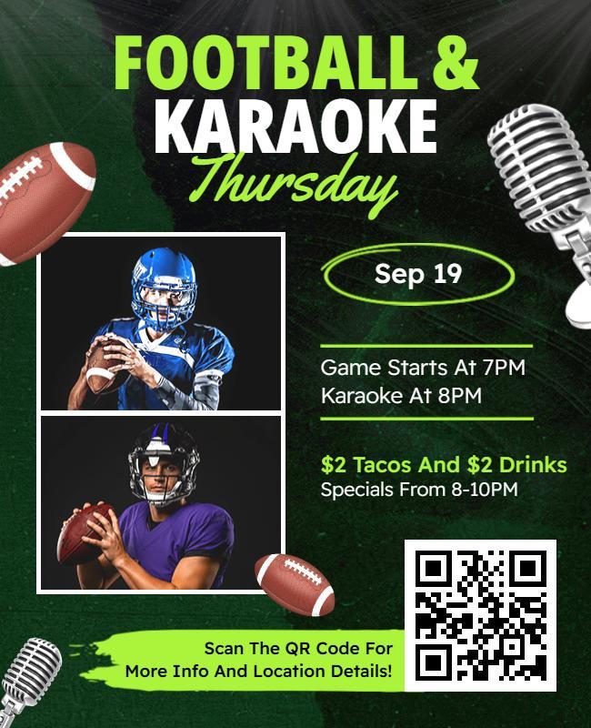 Football and Karaoke Night Event Flyer Template