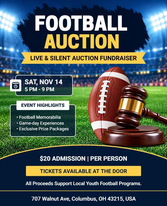 Football Auction Fundraiser Event Flyer Template