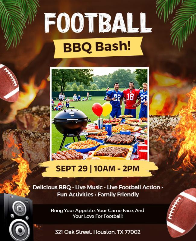 Football Bbq Bash Family Event Flyer Template