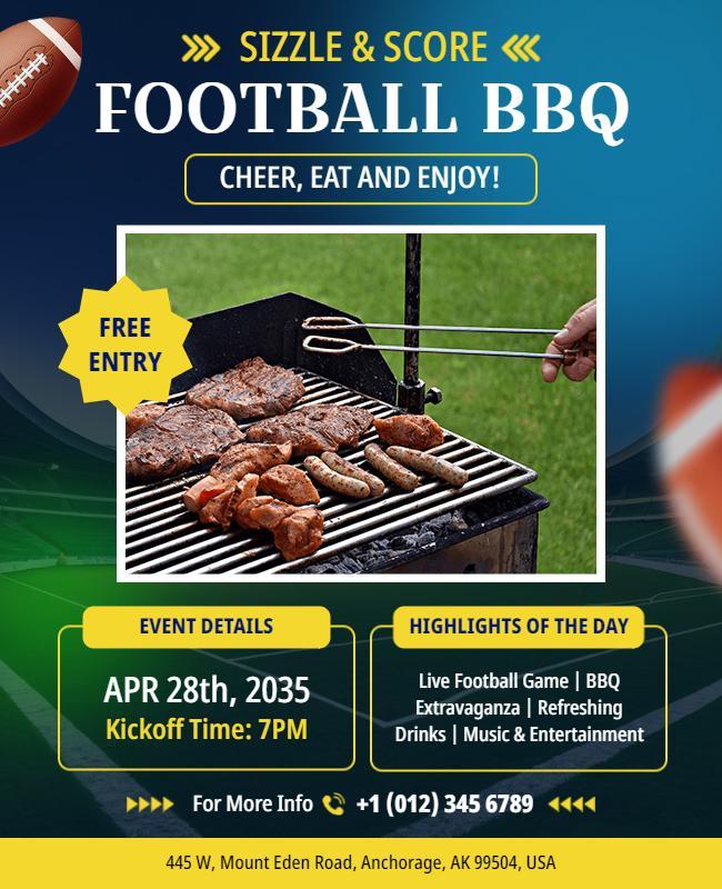 Football Bbq Event with Live Entertainment Flyer Template