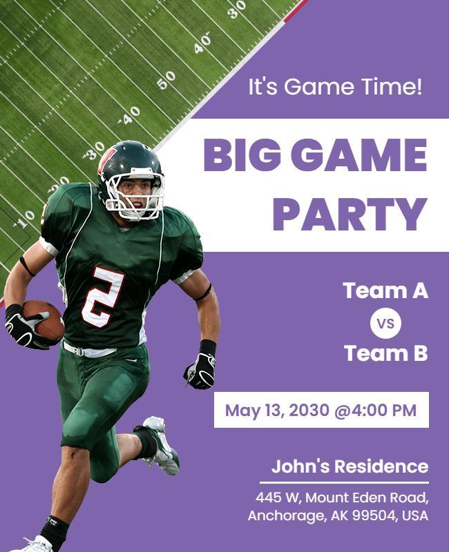 Football Big Game Party Event Flyer Template