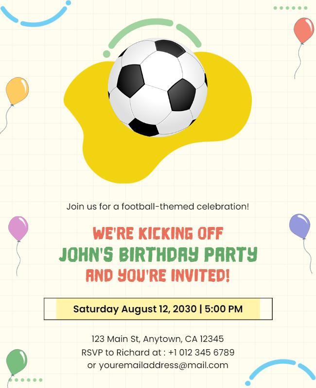 Football Birthday Party Invitation Flyer Template