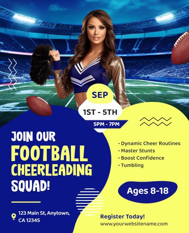 Football Cheerleading Squad Recruitment Flyer Template