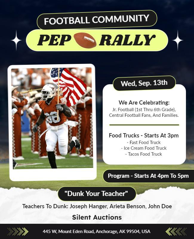 Football Community Pep Rally Event Flyer Template