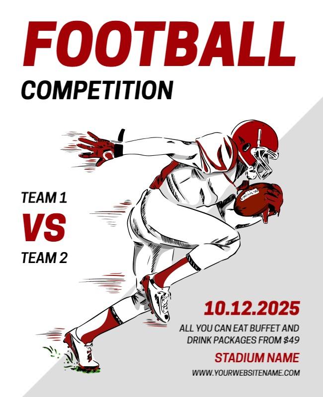 Dynamic Red Football Competition Event Flyer Template