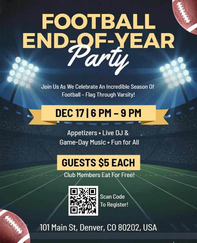 Football End-of-Year Celebration Party Flyer Template