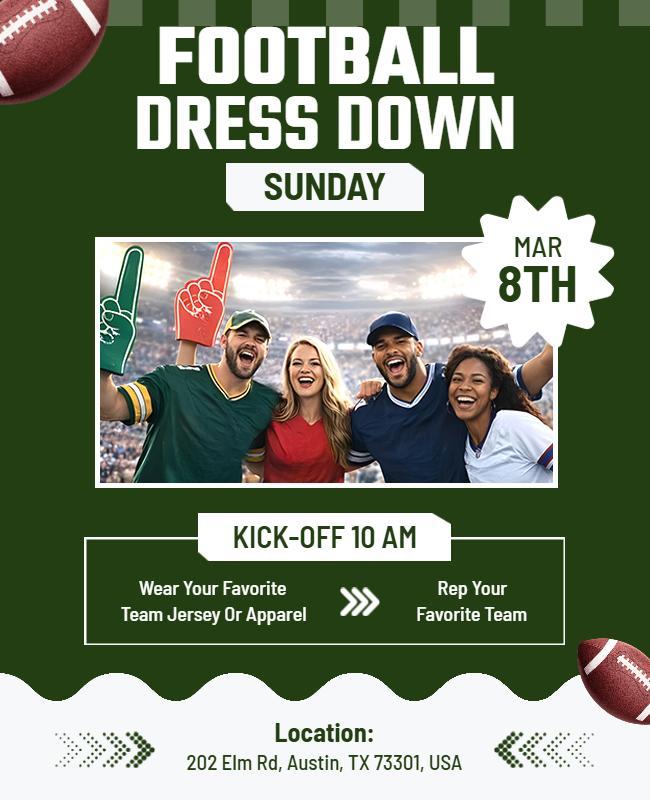 Football Fan Dress Down Event Flyer Template