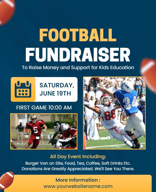 Football Fundraiser for Kids Education Flyer Template