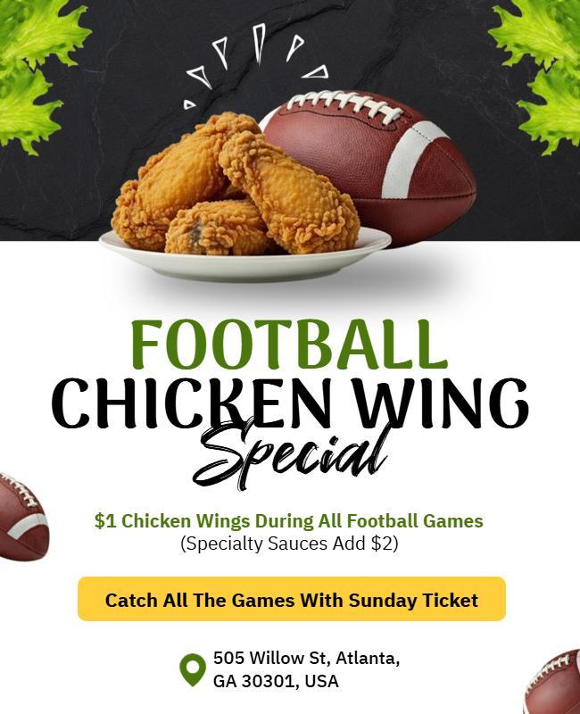 Football Game Chicken Wing Special Flyer Template