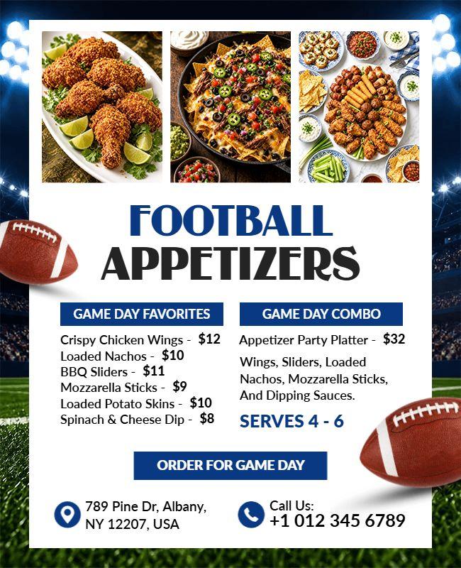 Football Game Day Appetizers Flyer Template