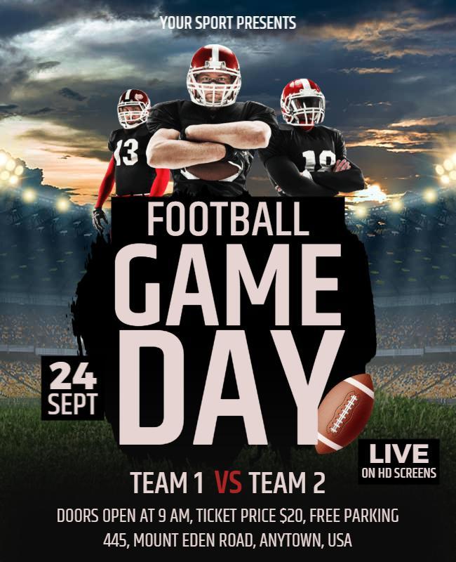 Dynamic Football Game Day Spectacular Event Flyer Template