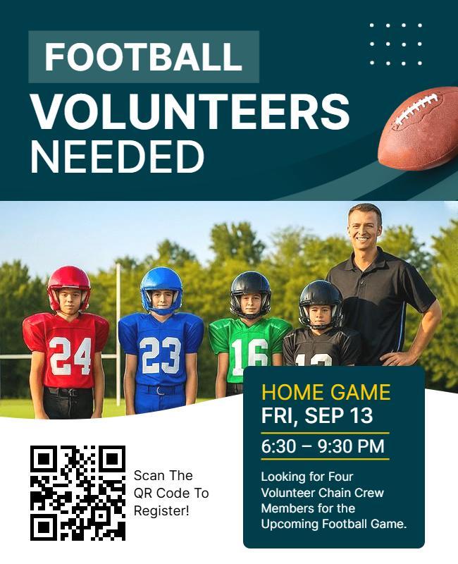 Football Game Volunteer Needed Flyer Template
