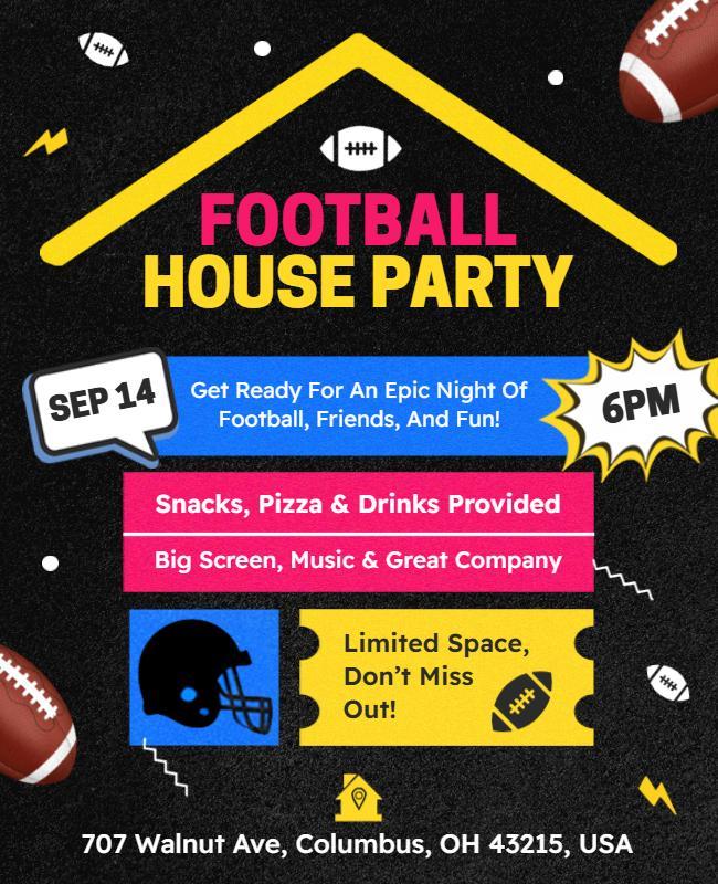 Football House Party Event Flyer Template