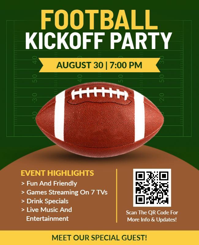 Football Kickoff Party Event Flyer Template