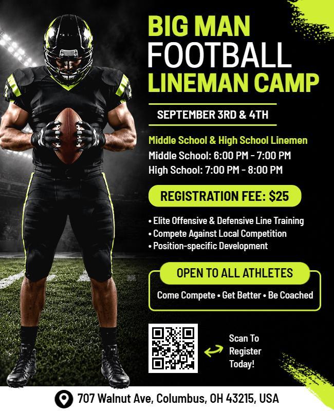 Football Lineman Training Camp Flyer Template