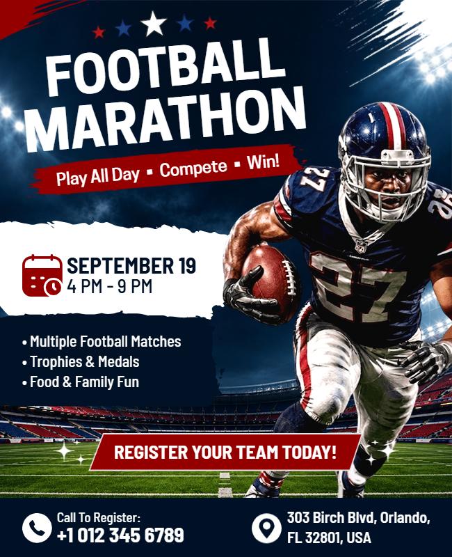 Football Marathon Game Event Flyer Template