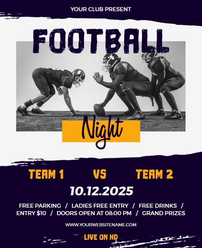 Bold Football Theme Game Night Event Flyer Template