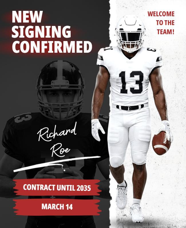 Football Player Signing Announcement Poster Template