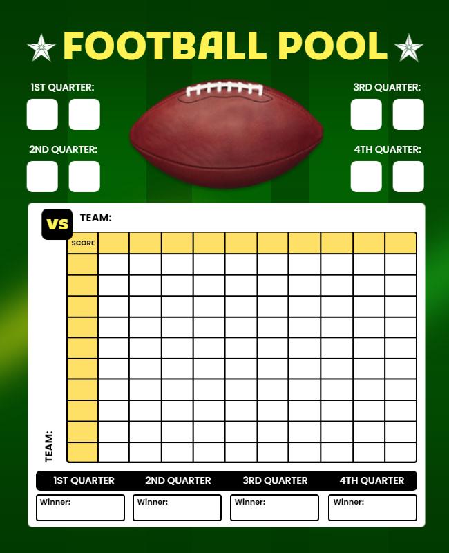 Football Pool Score Tracker Flyer Template