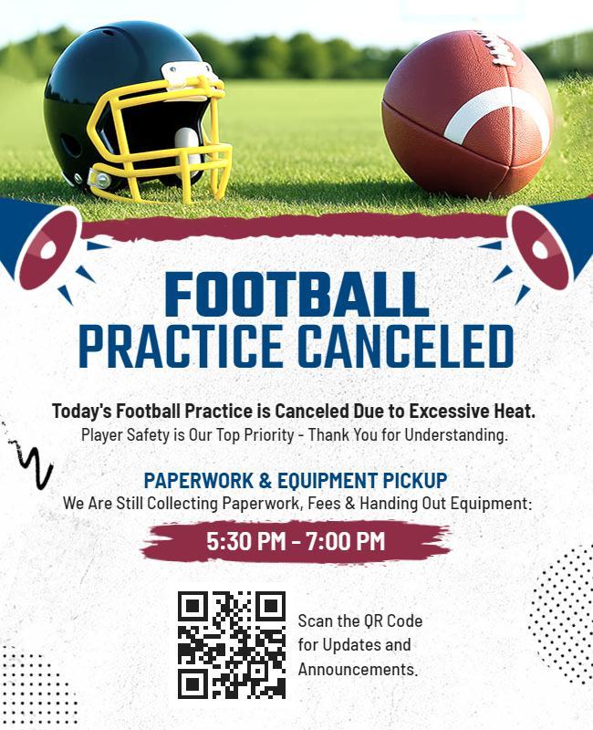 Football Practice Cancellation Notice Flyer Template