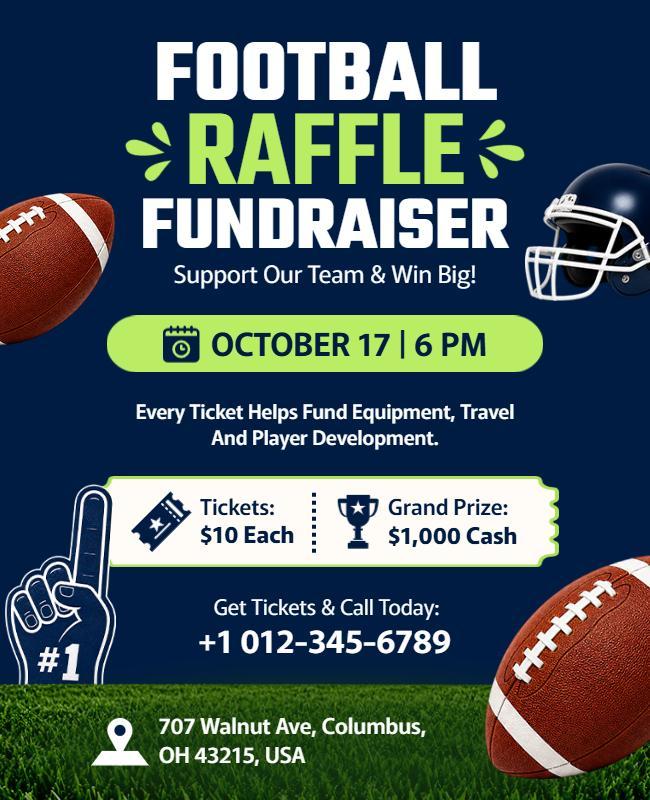 Football Raffle Fundraiser Event Flyer Template