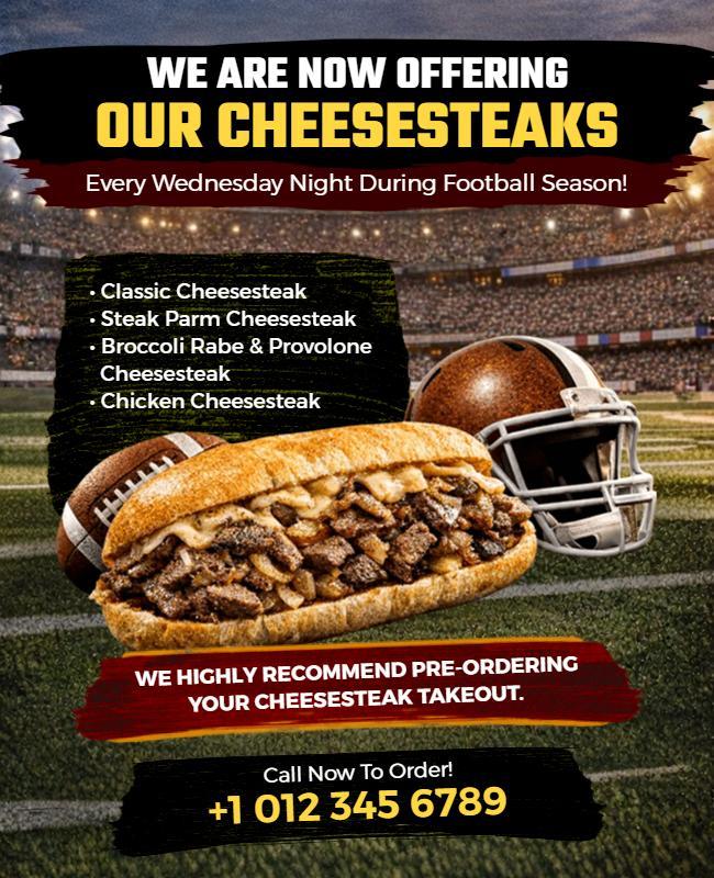 Football Season Cheesesteak Special Flyer Template