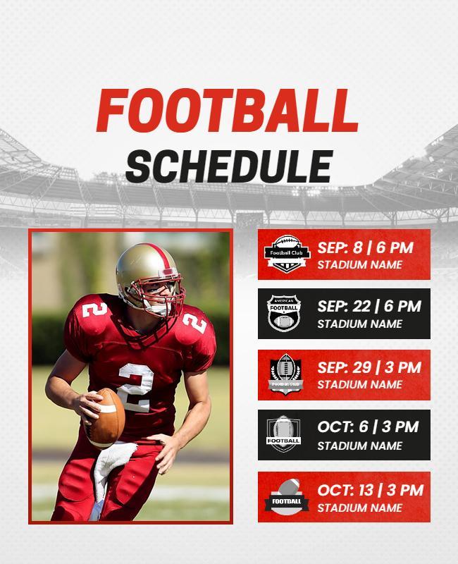 Football Season Schedule Announcement Flyer Template