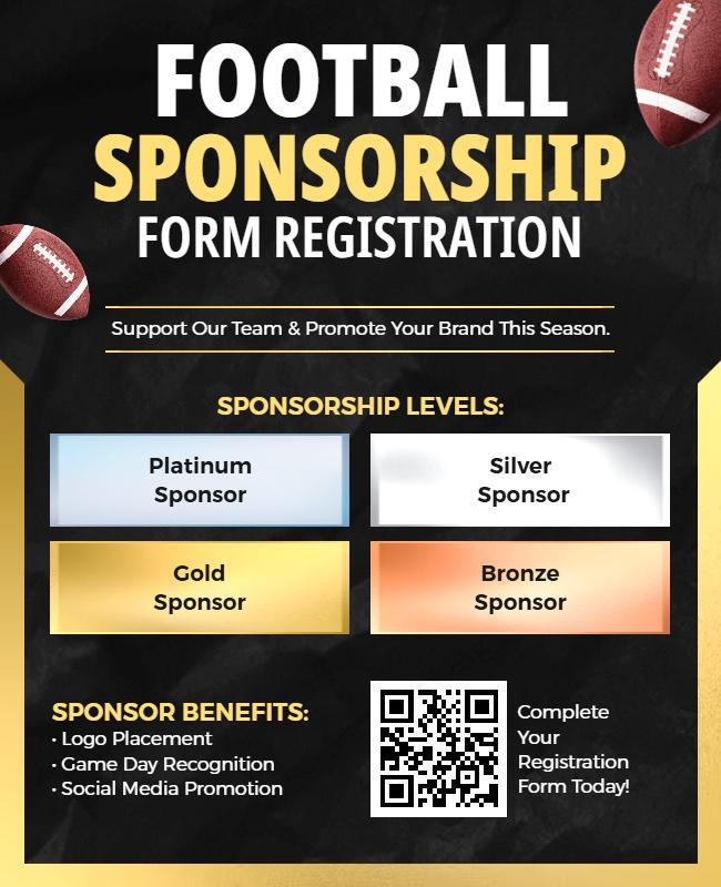 Football Sponsorship Registration Form Flyer Template