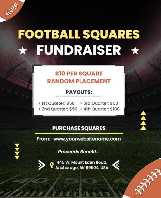 Football Squares Charity Fundraiser Flyer Template