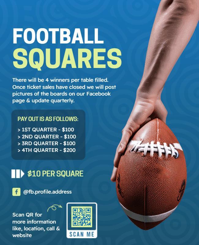 Football Squares Fundraising Event Flyer Template