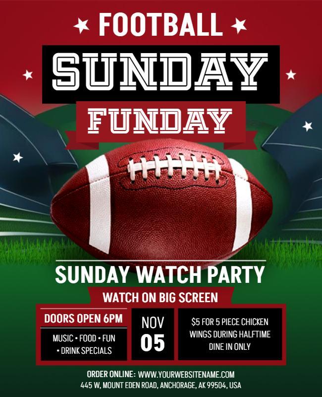 Football Sunday Watch Party Flyer Template