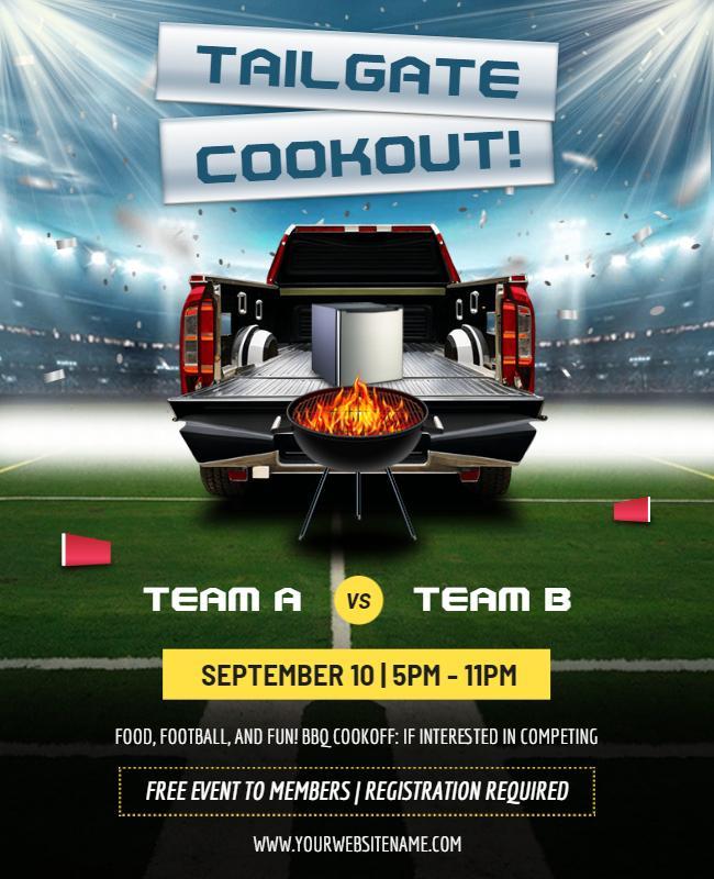 Football Tailgate Bbq Cookout Event Flyer Template