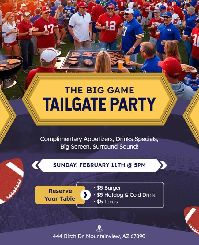 Football Tailgate Party Celebration Flyer Template