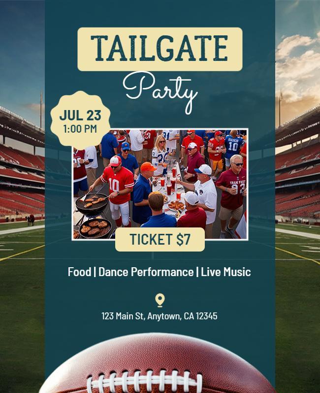 Festive Tailgate Party with Food and Live Music Flyer Template