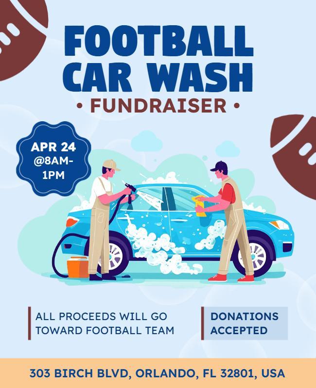 Football Team Fundraiser Car Wash Flyer Template