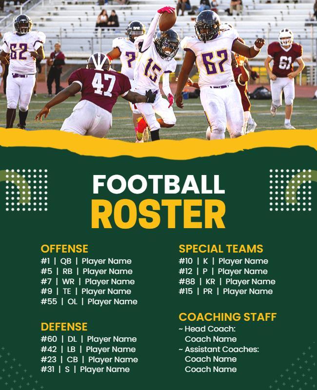 Football Team Roster Flyer Template