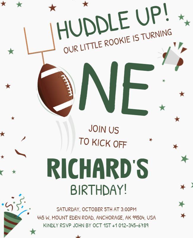 Football Themed Childrens Birthday Flyer Template