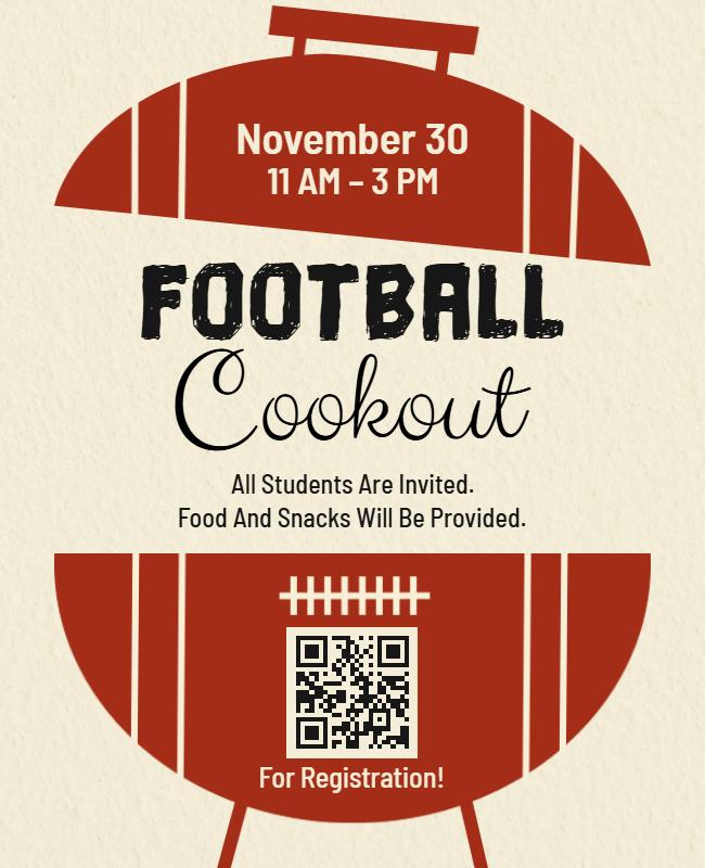 Football Themed Cookout Invitation Poster Template