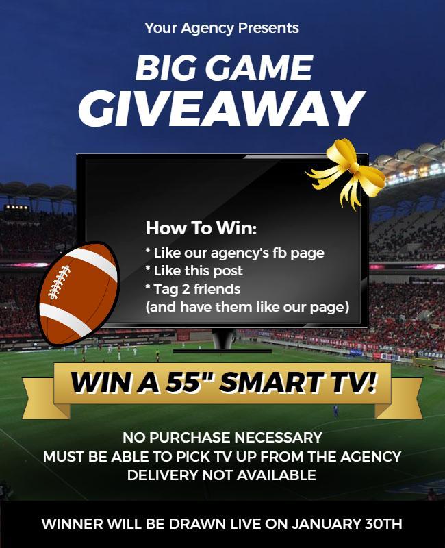 Football Themed Tv Giveaway Flyer Template