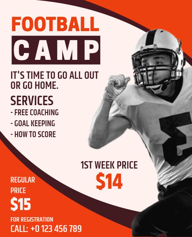 Football Training Camp Promotional Flyer Template