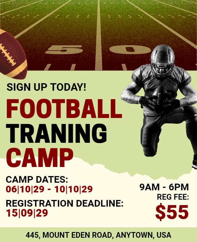 Football Training Camp Registration Flyer Template