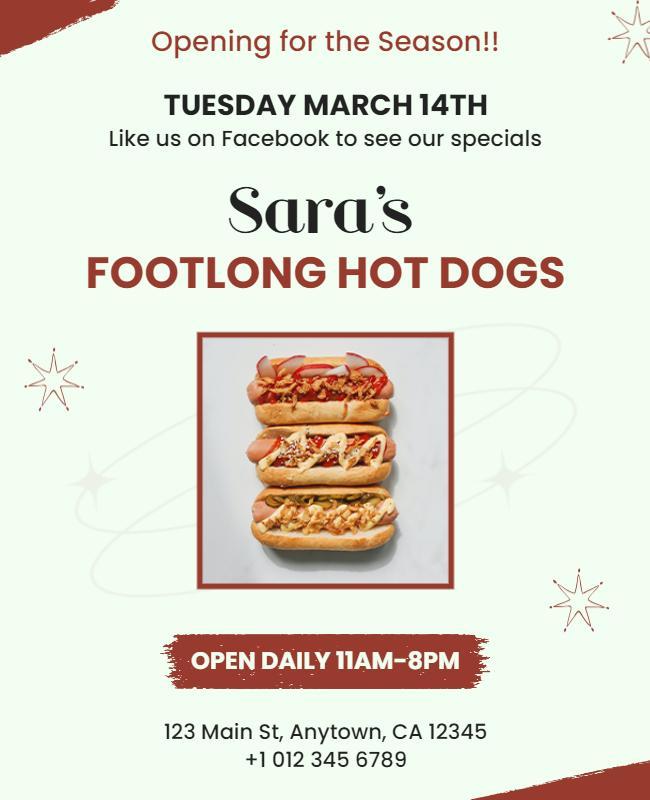 Footlong Hot Dogs Grand Opening Flyer Template