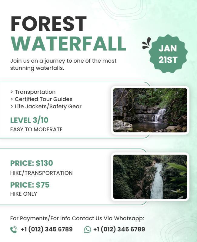 Forest Waterfall Adventure Tour Flyer Template