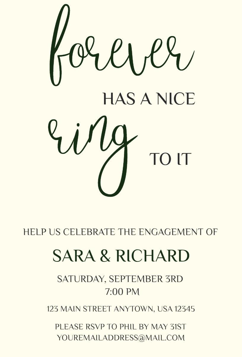 Forever Ring Elegant Engagement Celebration Invitation Template