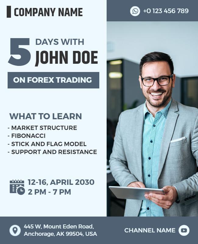 Professional Blue Forex Trading Workshop Flyer Template