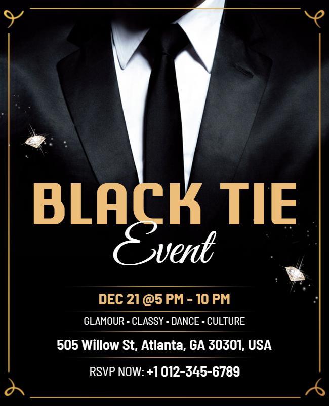 Formal Black Tie Event Poster Template
